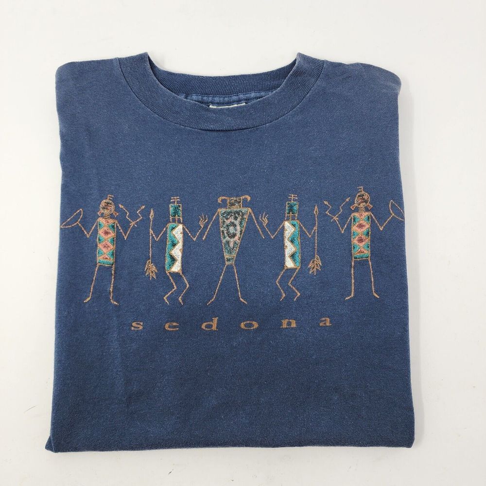 Prairie Mountain Vintage 90 Single Stitch T-Shirt Men Large Blue Sedona Arizona